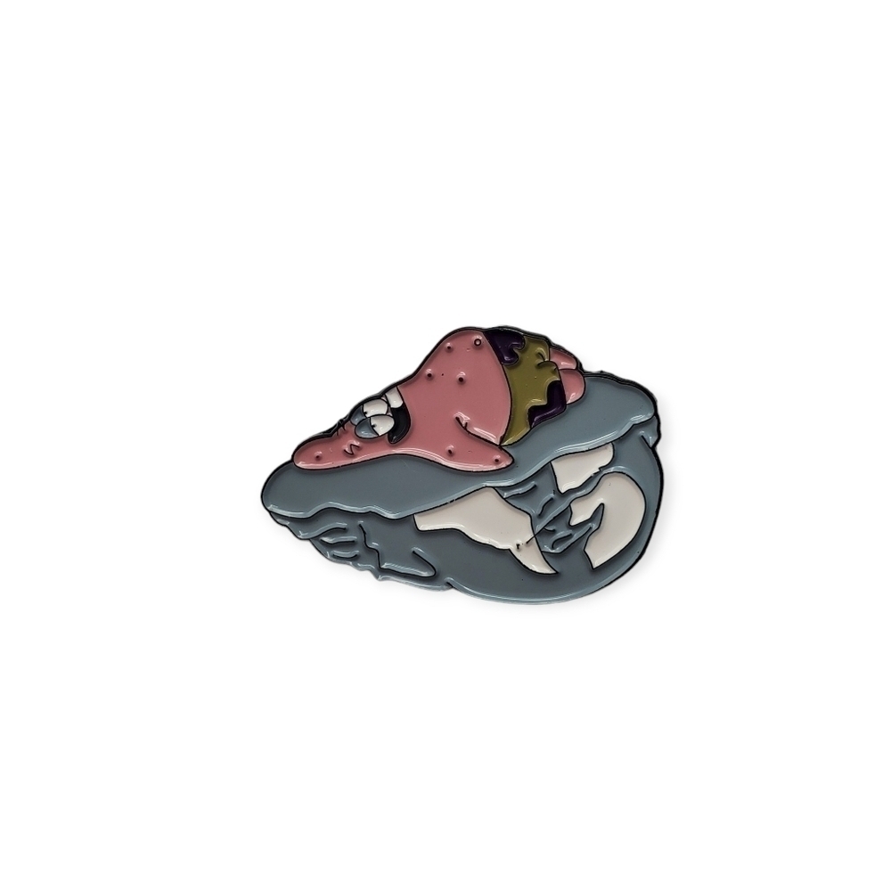 Spongebob SquarePants Patrick Star Laying on Statue Head Pin/Brooch